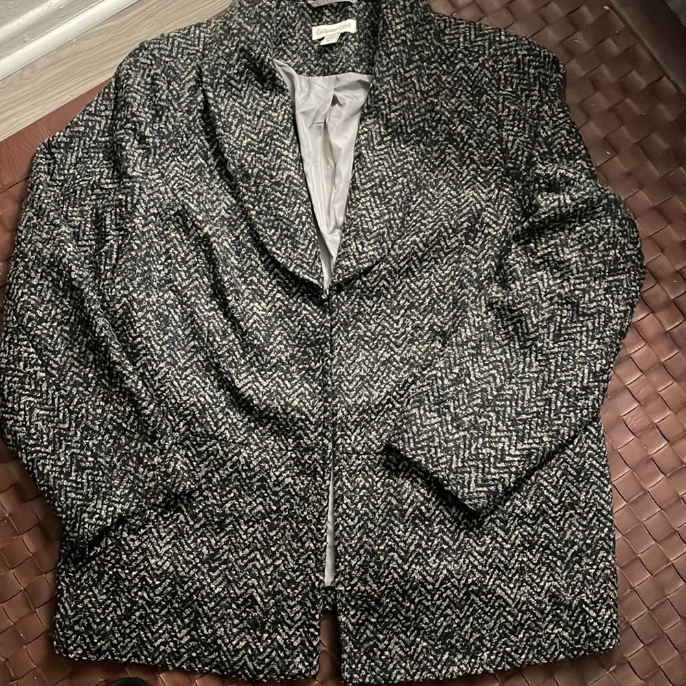 Coldwater Creek Gray/black Tweed Jacket Size 18